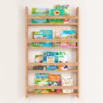 Επιτοίχια βιβλιοθήκη - ραφιέρα Montessori  από μελαμίνη χρώμα pine oak 70x10x120εκ.