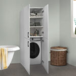 Ντουλάπα μπάνιου - Έπιπλο πλυντηρίου Millay  από μελαμίνη χρώμα λευκό 70x70x180εκ.