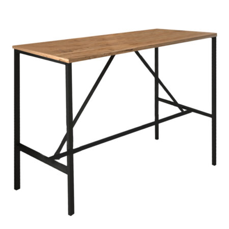 Τραπέζι μπαρ - stand Crego  μεταλλικό - μελαμίνης χρώμα pine oak - μαύρο 100x45x89εκ.