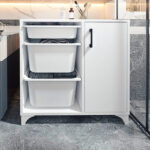 Ντουλάπι κουζίνας/μπάνιου Kayra  με 3 καλάθια χρώμα λευκό 77,2x30x77,3εκ.