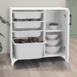 Ντουλάπι κουζίνας/μπάνιου Kayra  με 4 καλάθια χρώμα λευκό 77,2x30x77,3εκ.