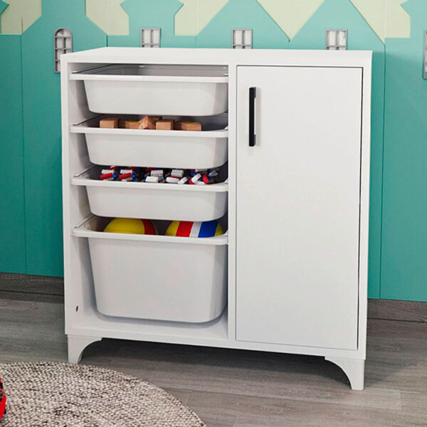 Ντουλάπι κουζίνας/μπάνιου Kayra  με 4 καλάθια χρώμα λευκό 77,2x30x77,3εκ.