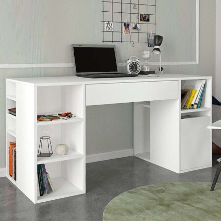 Γραφείο εργασίας Pontus  από μελαμίνη χρώμα λευκό 145x60x74,4εκ.