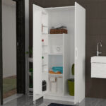 Ντουλάπι κουζίνας - μπάνιου Odeon  από μελαμίνη χρώμα λευκό 75,6x44x180εκ.