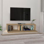 Έπιπλο τηλεόρασης επιτοίχιο Aristo  από μελαμίνη με LED χρώμα sapphire oak 135x31,6x25εκ.