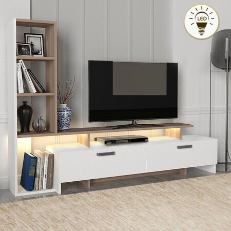 Σύνθεση τηλεόρασης Simal  από μελαμίνη με LED χρώμα λευκό - cordoba 168,2x31,3x120εκ.