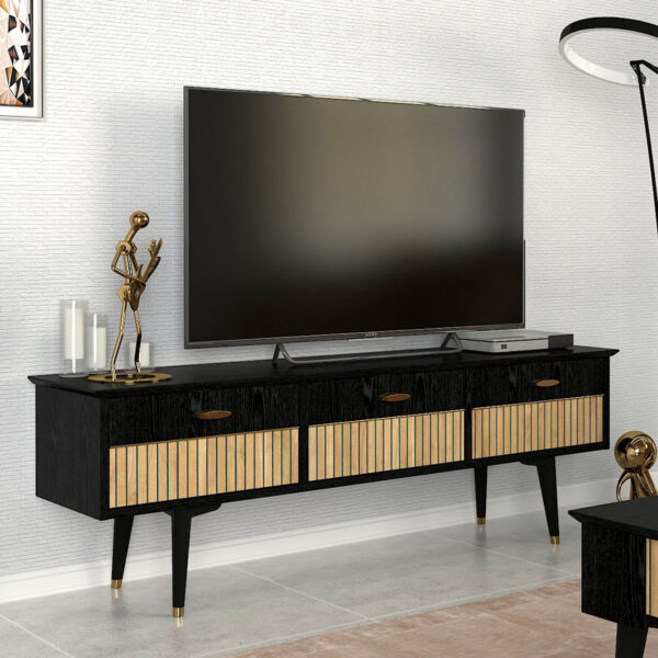 Έπιπλο τηλεόρασης Bolea  χρώμα modern black 150x35x49,7 εκ.