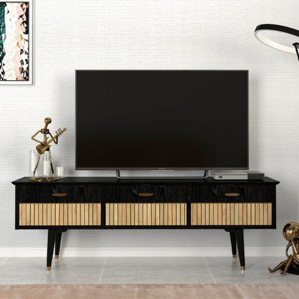 Έπιπλο τηλεόρασης Bolea  χρώμα modern black 150x35x49,7 εκ.