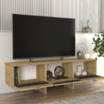 Έπιπλο τηλεόρασης Venita  χρώμα sapphire oak - ανθρακί 150x35x45,3εκ.