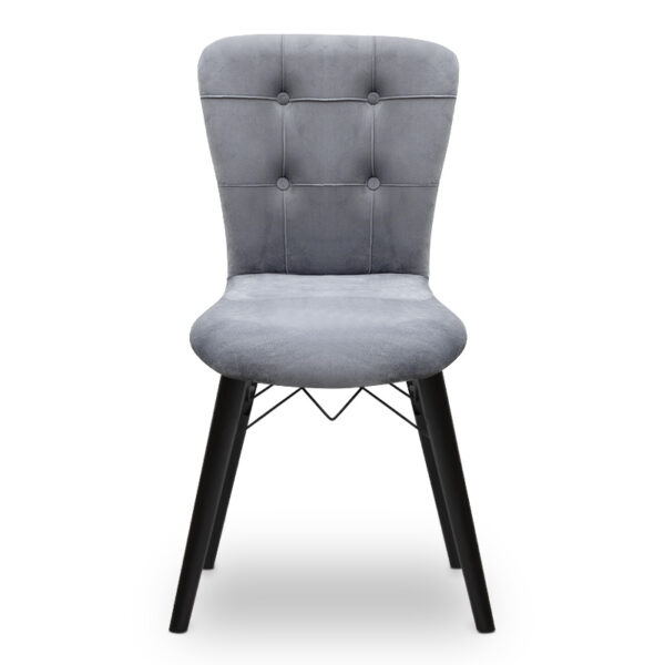 Καρέκλα τραπεζαρίας Palmira  από βελούδο χρώμα γκρι - μαύρο πόδι 47x44x88εκ.