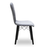 Καρέκλα τραπεζαρίας Palmira  από βελούδο χρώμα γκρι - μαύρο πόδι 47x44x88εκ.