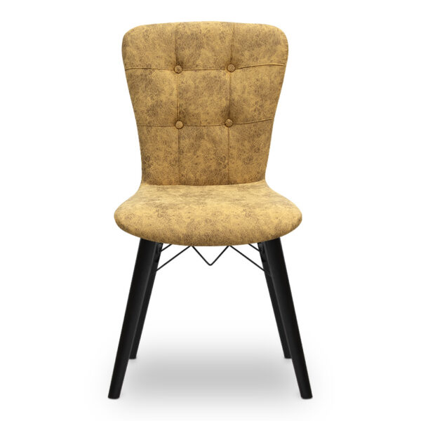 Καρέκλα τραπεζαρίας Palmira  υφασμάτινη χρώμα μουσταρδί - μαύρο πόδι 47x44x88εκ.
