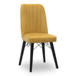 Καρέκλα τραπεζαρίας Carla  από βελούδο χρώμα μουσταρδί - μαύρο πόδι 45x46x90εκ.
