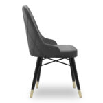 Καρέκλα τραπεζαρίας Floria  από βελούδο χρώμα γκρι - μαύρο/χρυσό πόδι 54x48x91εκ.