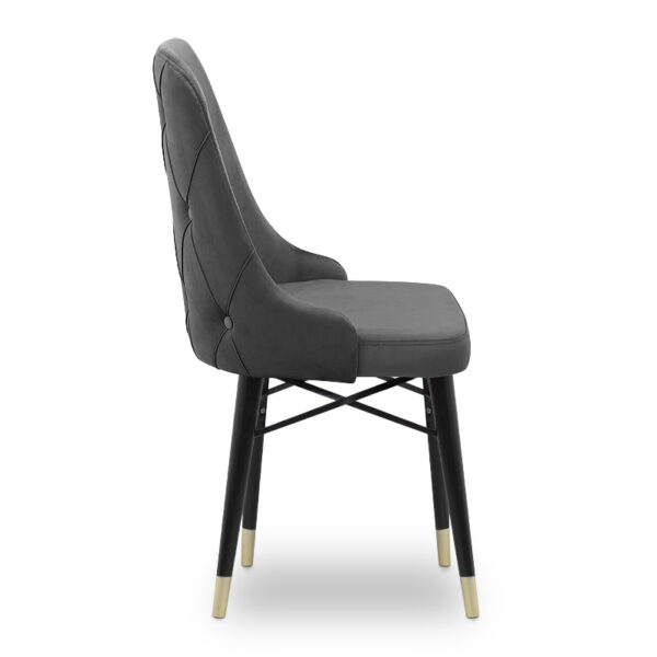 Καρέκλα τραπεζαρίας Venus  από βελούδο χρώμα γκρι - μαύρο/χρυσό πόδι 53x48x95εκ.