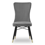 Καρέκλα τραπεζαρίας Mimoza  από βελούδο χρώμα γκρι - μαύρο/χρυσό πόδι 53x48x101εκ.