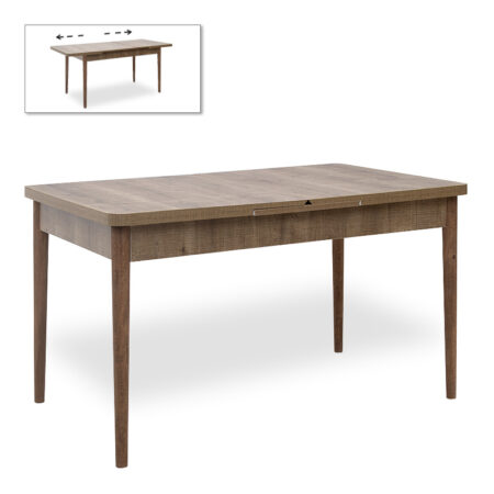 Τραπέζι Bruno  επεκτεινόμενο από MDF/ ξύλο χρώμα ανοιχτό καρυδί 130/168x80x77εκ.