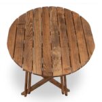 Τραπέζι πτυσσόμενο Queen  από ξύλο οξιάς σε χρώμα καρυδί εμποτισμού Ø60x75εκ.