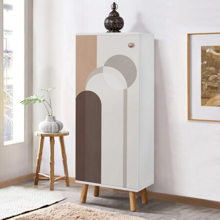 Ντουλάπι κουζίνας/μπάνιου - Παπουτσοθήκη Assiri  από μελαμίνη χρώμα λευκό 50x38x135εκ.