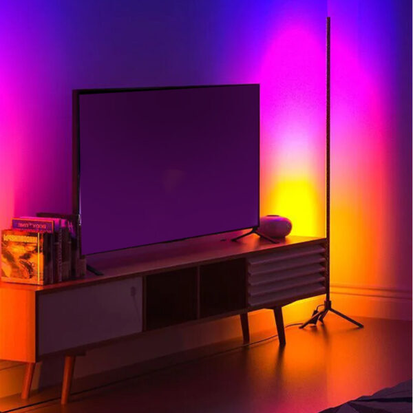 Φωτιστικό δαπέδου RGB LED Space  με ασύρματο χειριστήριο χρώμα μαύρο Ø25x112εκ.