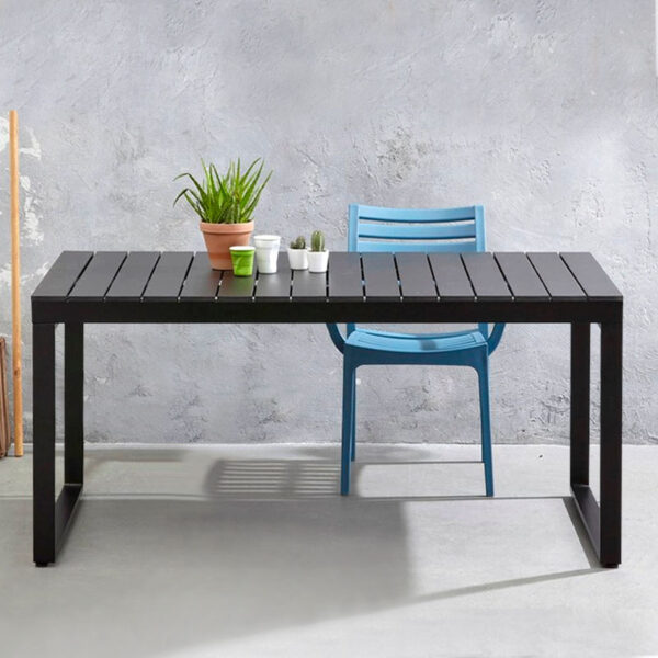 Τραπέζι κήπου Poseidon  μέταλλο - ξύλο χρώμα μαύρο 180x92x75εκ.