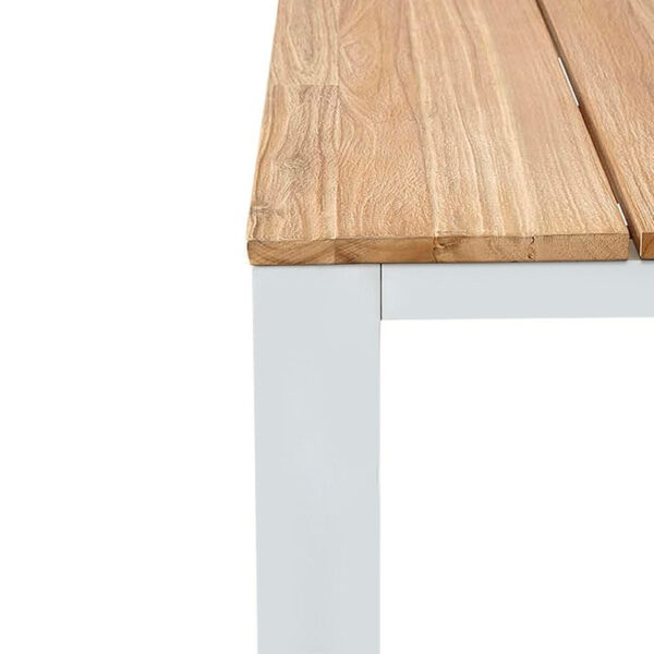 Τραπέζι κήπου Poseidon  μέταλλο - ξύλο χρώμα λευκό - φυσικό 180x92x75εκ.
