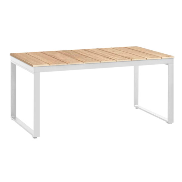 Τραπέζι κήπου Poseidon  μέταλλο - ξύλο χρώμα λευκό - φυσικό 180x92x75εκ.