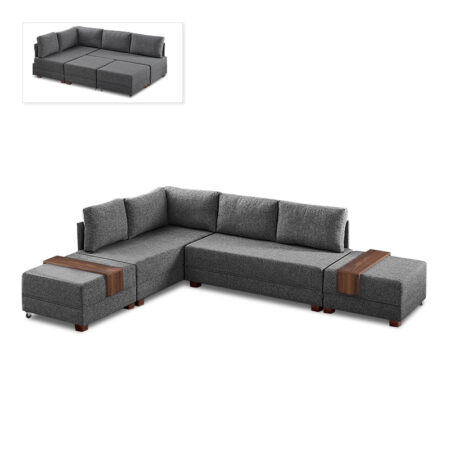 Γωνιακός καναπές - κρεβάτι Fly  αριστερή γωνία υφασμάτινος χρώμα ανθρακί 280x210x80εκ.