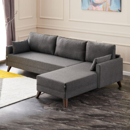 Γωνιακός καναπές Bella  δεξιά γωνία υφασμάτινος χρώμα ανθρακί 275x165x85εκ.
