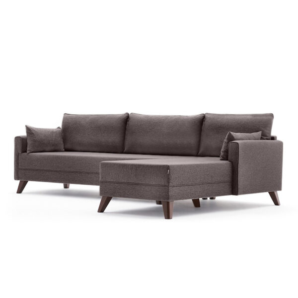 Γωνιακός καναπές Bella  δεξιά γωνία υφασμάτινος χρώμα καφέ 275x165x85εκ.