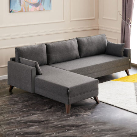 Γωνιακός καναπές Bella  αριστερή γωνία υφασμάτινος χρώμα ανθρακί 275x165x85εκ.