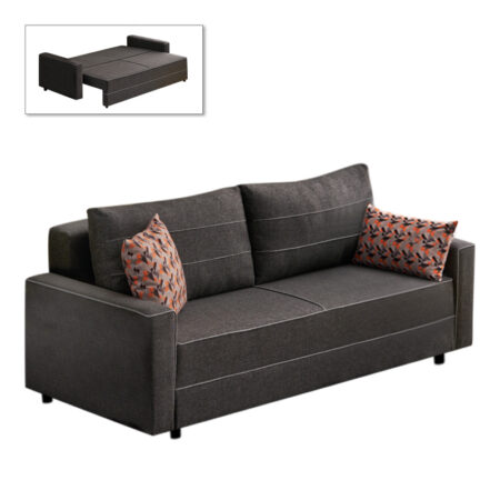 Καναπές - κρεβάτι Ece  τριθέσιος υφασμάτινος χρώμα ανθρακί 215x90x88εκ.