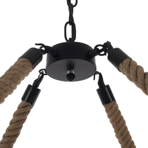 Hemp Rope Φωτιστικό Οροφής 14φωτο (Ε27) με Μαύρο Μέταλλο/Σχοινί (82x82x100)cm