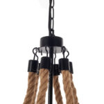 Hemp Rope Φωτιστικό Οροφής 6φωτο (Ε14) με Μαύρο Μέταλλο/Σχοινί (90x90x80)cm