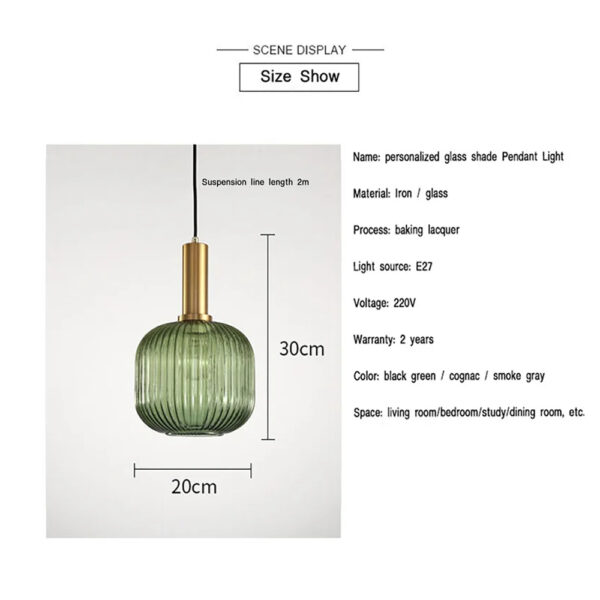 Glassy Φωτιστικό Οροφής Μονόφωτο (Ε27) Φιμέ Πράσινο/Χρυσό Γυαλί/Μέταλλο (20x20x30)cm