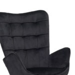 Πολυθρόνα με υποπόδιο Dorita  βελούδο μαύρο-πόδι μαύρο μέταλλο 68.5x76x103εκ