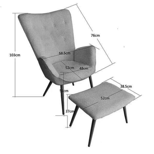Πολυθρόνα με υποπόδιο Dorita  βελούδο μαύρο-πόδι μαύρο μέταλλο 68.5x76x103εκ