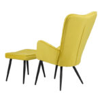 Πολυθρόνα με υποπόδιο Dorita  βελούδο κίτρινο-πόδι μαύρο μέταλλο 68.5x76x103εκ
