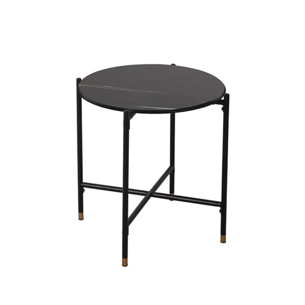 NERO SIDE TABLE ΜΑΥΡΟ ΜΕ ΟΨΗ ΜΑΡΜΑΡΟΥ ΜΑΥΡΟ 48x48xH48cm