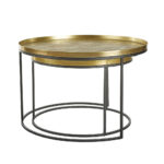 TOTALE COFFEE TABLE SET 2ΤΕΜ BRASS ANTIQUE ΜΑΥΡΟ 76x76xH43,5cm