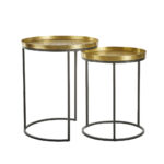 TOTALE SIDE TABLE SET 2ΤΕΜ BRASS ANTIQUE ΜΑΥΡΟ 49x49xH56cm