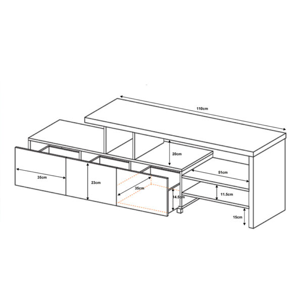 NEUTRAL TV STAND CEMENT ΣΚΟΥΡΟ SONOMA 160x39,5xH50cm