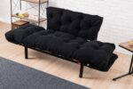 Καναπές κρεβάτι PWF-0018  2θέσιος με ύφασμα χρώμα μαύρο 155x73x85cm