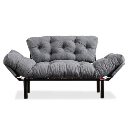 Καναπές κρεβάτι PWF-0018  2θέσιος με ύφασμα χρώμα γκρι 155x73x85cm