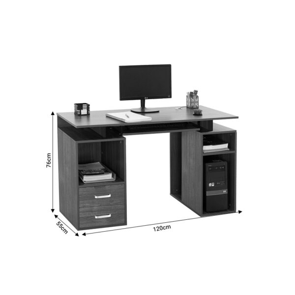 Γραφείο υπολογιστή Liberion  γκρι-oak 120x55x76εκ