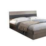 Κρεβάτι Daizy  διπλό με αποθηκευτικό χώρο ανοιχτό καρυδί-γκρι μελαμίνης 150x200εκ