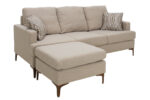 Γωνιακός καναπές με σκαμπό Slim  υφασμάτινος χρώμα μπεζ με μαξιλάρια 185x140x70εκ