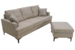 Γωνιακός καναπές με σκαμπό Slim  υφασμάτινος χρώμα μπεζ με μαξιλάρια 185x140x70εκ