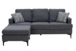 Γωνιακός καναπές με σκαμπό Slim  υφασμάτινος χρώμα ανθρακί με μαξιλάρια 185x140x70εκ