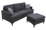 Γωνιακός καναπές με σκαμπό Slim  υφασμάτινος χρώμα ανθρακί με μαξιλάρια 185x140x70εκ